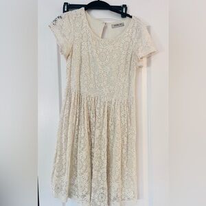 Elegant Cream lace Floral Dress